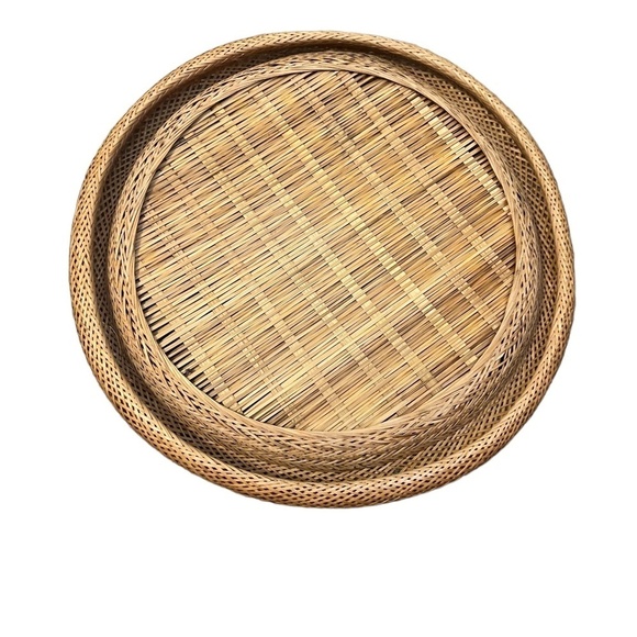 SET OF TWO Vintage 1970s Wicker Peacock Wall Hanging Boho Rattan Woven Art - Picture 9 of 13